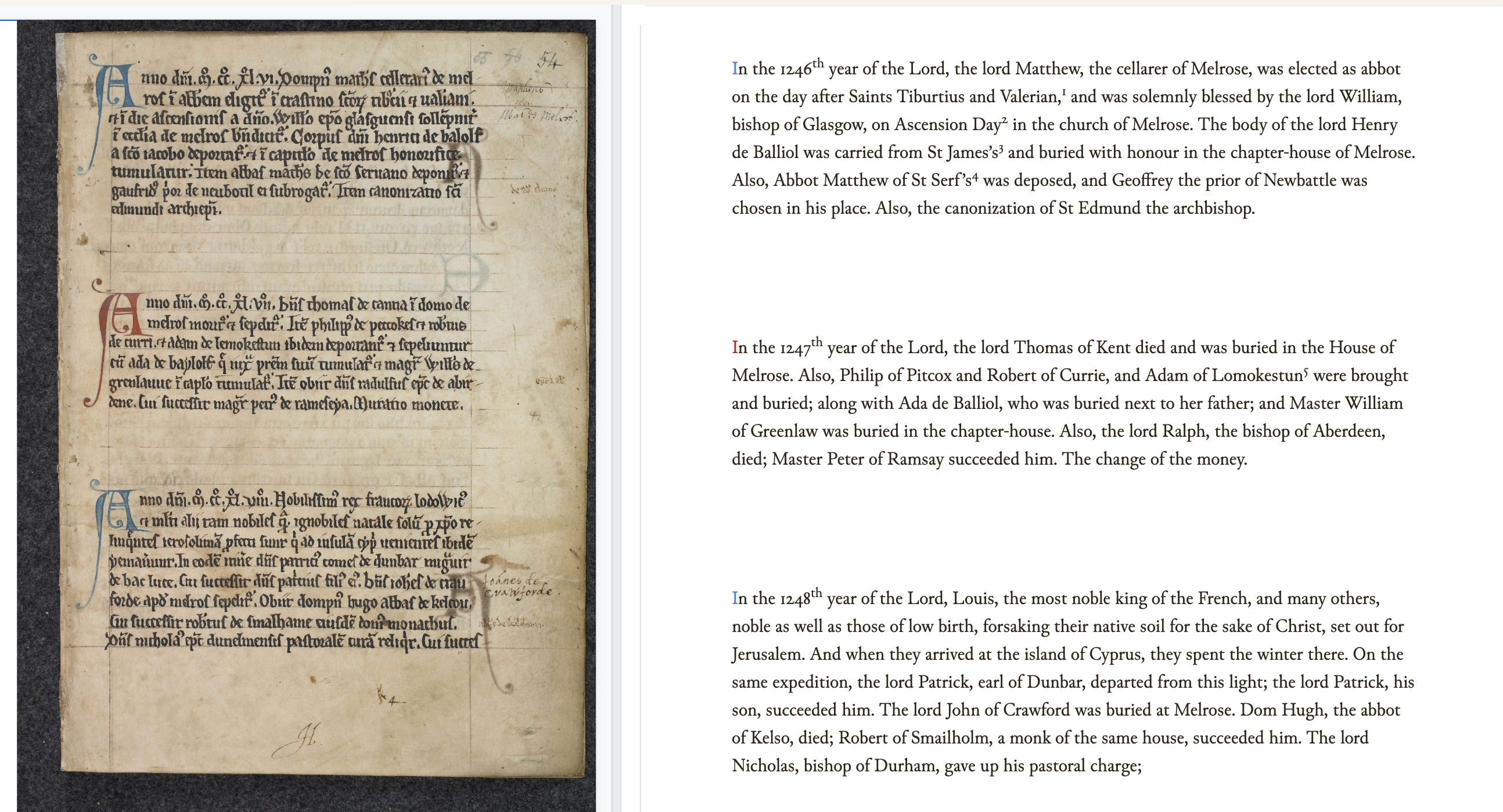 English translations (Cotton MS Faustina B IX, f. 55r)